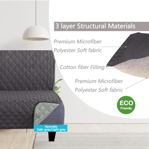 U-NICE HOME Futon Sofa Covers 68''Armless Couch Cover, Dark Grey/Light Grey - Image 3