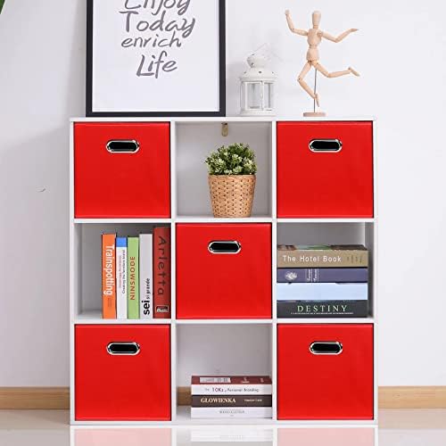 Fabric storage bins Cubes, Fabric Cube Organizer with Handle, Foldable Cube Bins for Cloth or Accessary Storage, 11x11x11, Set of 8, (Red) - Image 5