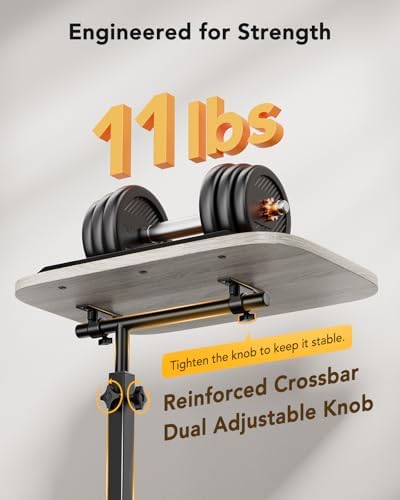 HUANUO TV Tray with Height Adjustment, 360° Swivel, 90° Tilt, Grey - Image 4