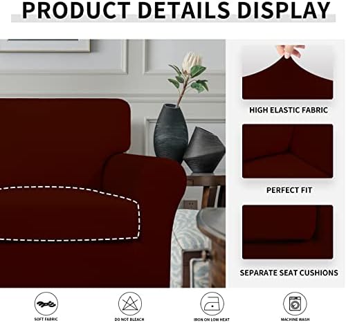 Easy-Going 2 Pieces Stretch Sofa Slipcover for Armchair Washable - Image 4