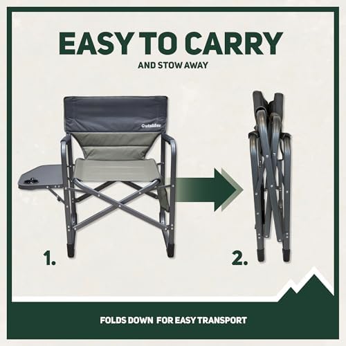 OUTSIDER Portable Directors Camping Chair, Lightweight Folding Aluminum Outdoor Chair with Side Table and Storage Pouch for Camping, Lawn, Sports and Fishing, Heavy Duty Supports 350lbs - Image 6