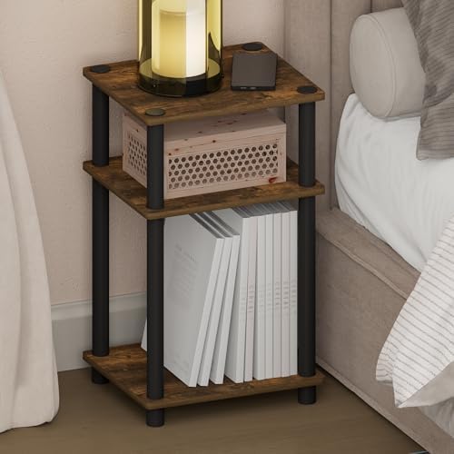 Furinno JUST Toolless 3-Tier Night Stand, Open Storage, Americano by Furinno-FitsYourSpaceFitsYourBudget