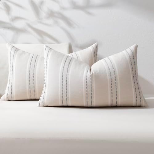 Hckot Grey Decorative Throw Pillow Covers 12x20 Set of 2 Boho Pillow Covers by Hckot
