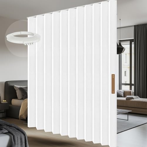 Room Divider Curtain Sets with Flexible Ceiling Track, Privacy Soundproof Curtain for Bedroom Office Patio Sliding Door(White, W100 x L96, 1 Pack) by AJAZZ