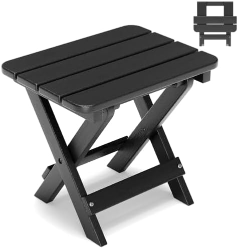 Folding Outdoor Side Table,Small HDPE Patio Table,All-Weather Compact Portable End Table for Patio,Porch,Pool,Black,11.8" D x 15.7" W x 15.7" H by Polyhouz