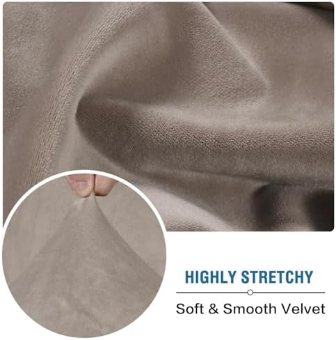 H.VERSAILTEX Velvet Stretch Sectional Couch Covers 4 Pieces Sofa Seat Cushion Covers L Shape Separate Cushion Couch Cover for Both Left/Right Sectional Couch (Large Sofa 3 Seater + 1 Chaise, Taupe) - Image 5
