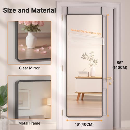 Hasipu Door Mirror Full Length, 56 x 16 Inch Full Body Wall Mirror Over The Door Hanging Mirror for Bedroom, Living Room, Cloakroom - Image 4