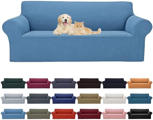 Cupuamon 2026 New Stretch Oversized Sofa Slipcovers Couch Sofa Cover for 4 Seater Furniture Protector Covers with Elastic Bottom Jacquard Fabric Small Checks for Pets, Kids - Riverside by Cupuamon