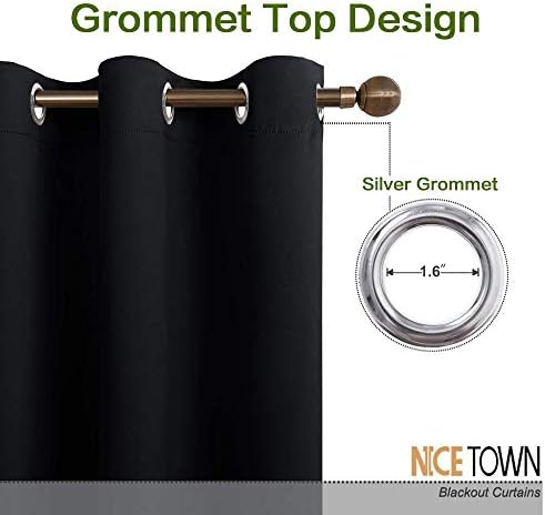 NICETOWN Large Room Separating Divider, Room Divider Curtain Screen Partition, Function Thermal Blackout Noise Reducing Curtain, Sliding Door Insulated Curtain, Black, 12.5ft Wide x 9ft Long - Image 2