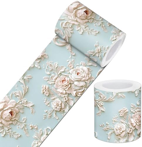 IVN Wallpaper Border Peel and Stick Wall Vintage Baroque Rose 4x196 Inch by IVN