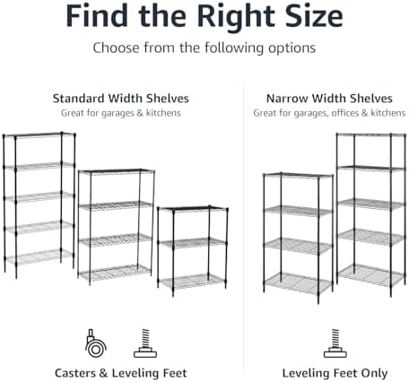 Amazon Basics 5-Shelf Adjustable Heavy Duty Steel Wire Storage Shelves for Garage, Kitchen, Easy Assembly, 36" x 14" x 72", Black - Image 6