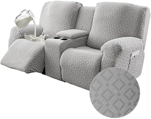Genina Waterproof Recliner Loveseat Cover,2 Seat with Console,Light Gray by Genina