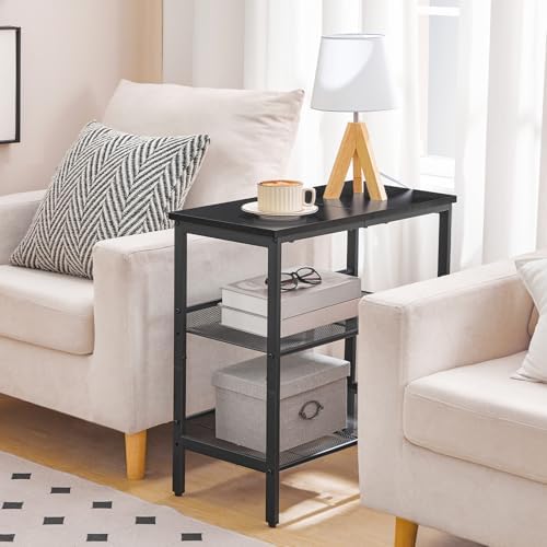 HOOBRO Black Side Table, 3-Tier Metal Side Table, Small Black Table with 2 Flat or Slant Adjustable Shelves for Small Spaces, Hallway, Living Room, Bedroom, Sturdy, Easy Assembly, Black BB23BZ01G1 - Image 4
