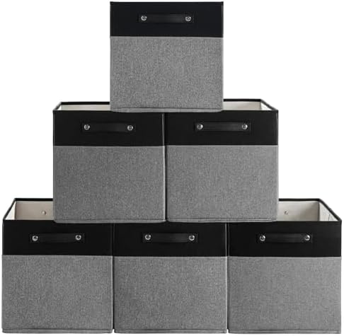 FinishingBo 13x13x13 Storage Cube Bins 6 Pack, Cube Shelf Baskets by SimplifySpaceSimplifyLife