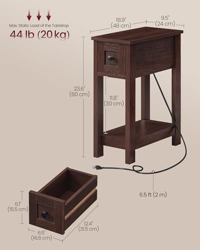 VASAGLE 2-Tier End Side Table, Small Accent Nightstand with Storage Drawer - Image 3