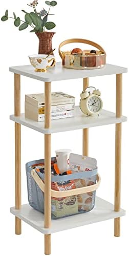 IBUYKE 3-Tier Side Table, Wood End Table, White UWST003W by IBUYKE