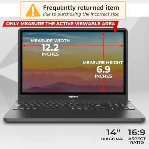 SightPro Magnetic Laptop Privacy Screen 14 Inch 16:9 - Patented Removable Laptop Privacy Filter Shield and Protector (Pack of 2) - Image 2