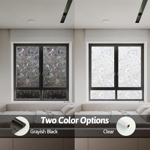 NINETREX Window Privacy Film, Static Cling Grayish Black, 23.6"x78.7" - Image 5