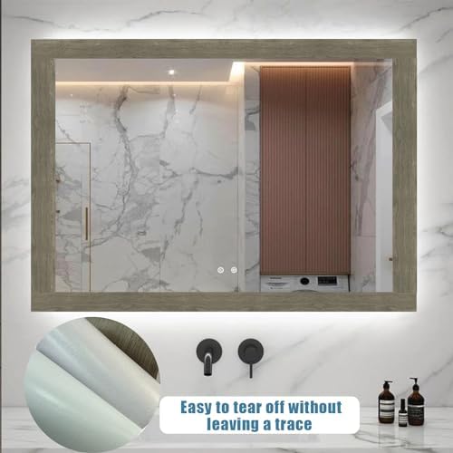 YESUS Dark Grey Wood Grain 3D 10M Wallpaper Frame Removable PVC Waterproof Peel and Stick Wallpaper,Bathroom Frame Sticker Wall Decor (Gray, 2" x 393") - Image 4