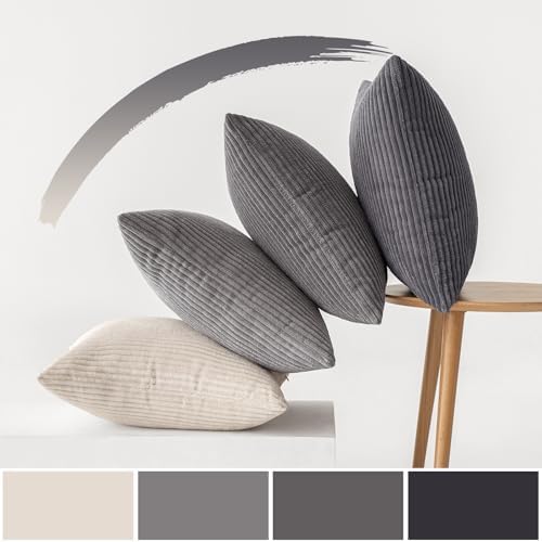 MIULEE Soft Corduroy Decorative Throw Pillow Covers Neutral Grey 18x18 - Image 5