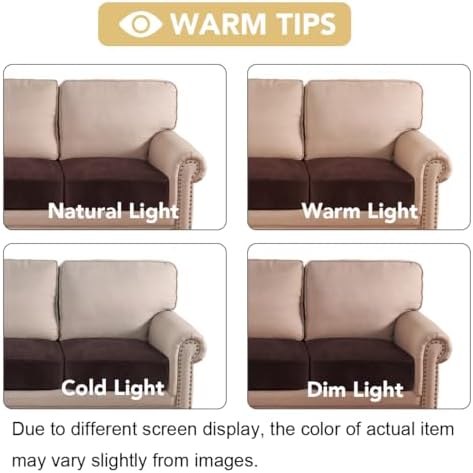 H.VERSAILTEX Velvet Stretch Couch Cushion Cover Plush Cushion Slipcover for Chair Loveseat Sofa Cushion Furniture Protector Seat Cushion Sofa Cover (2 Piece Medium Sofa Cushion Covers, Brown) - Image 6