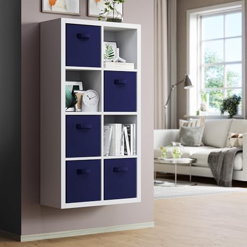 Storage Cubes Pack Of 8 - Standard Size Cube Storage Bin 10.5x10.5x11 With Dual Handles For Easy Carrying- Fabric Storage Bins Collapsible (Navy) - Image 3