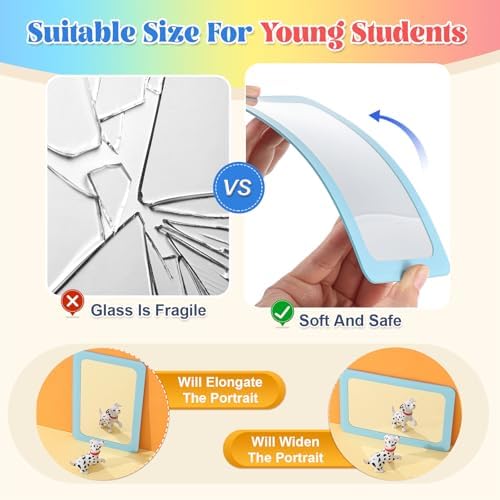 Dandat 30 Pcs 6x4 Shatter Proof Unbreakable Kids Mirrors, Gray Blue - Image 3