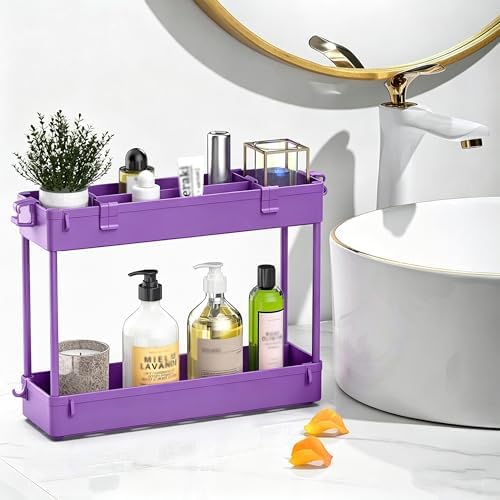 SPACELEAD Slim Storage Cart 3 Tier,Bathroom Organizer Rolling Utility,Mobile Shelving Unit Slide Out for Office, Kitchen, Laundry Room & Narrow Places,Purple - Image 5