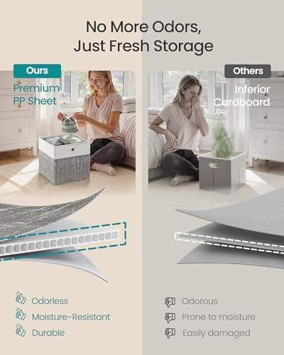 SONGMICS Storage Cubes, Set of 6 Foldable Organizer Boxes with Handles - Image 5