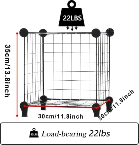 Cube Storage Organizer Metal Wire Shelf for Closet Office Black - Image 3