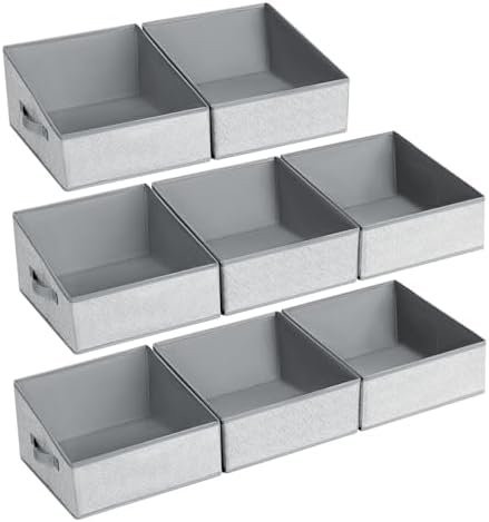 DIMJ Trapezoid Storage Bins, Closet Storage Bins with Handle, Foldable Closet Organizers and Storage Baskets for Toys, Books, Clothes, 8 Packs by DiMJ