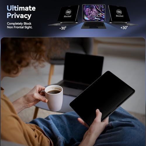 Privacy Screen Protector Compatible with iPad Pro 13 Inch M4/M5 [2024/2025 7/8th Gen], Anti Glare Blue Light Spy Filter Private, High Sensitive Bubble-Free Easy Install Black Security Screen Shield - Image 2