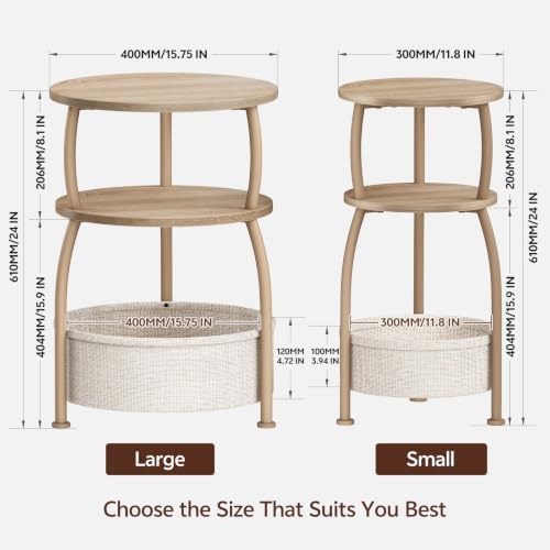 Round Side Table with Storage Basket, End Table Living Room - Image 3