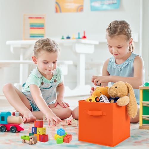 Stero Fabric Storage Bins 6 Pack Fun Colored Durable Storage Cubes with Fabric Handles Foldable Cube Baskets for Home, Kids Room, Closet and Toys Organization Multi Colors-2 - Image 4