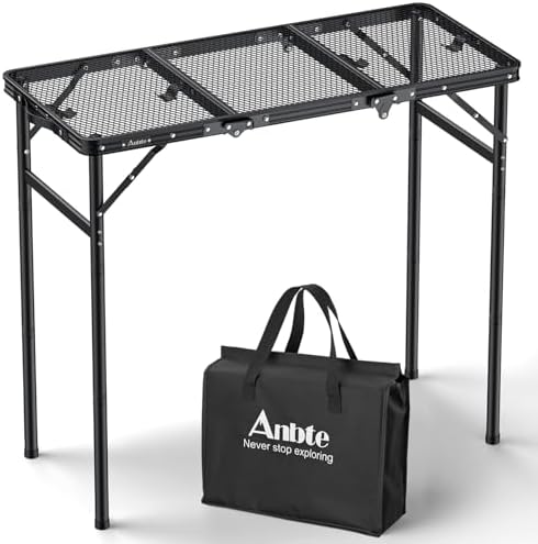 Anbte 3ft Tri-fold Grill Table, 3 Adjustable Heights Max 29.5", 35" x 16" by Anbte