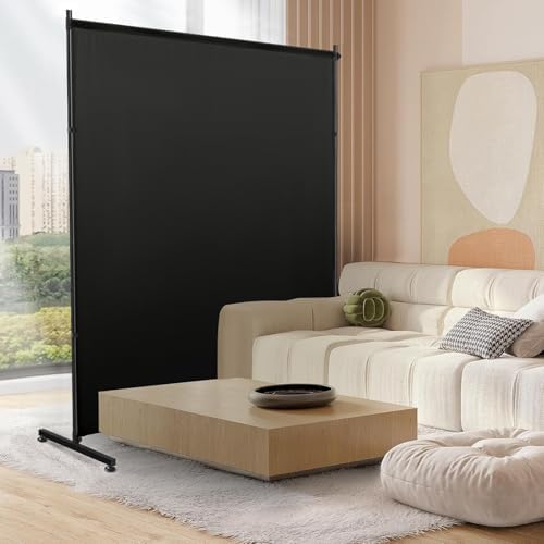 Black Room Divider/Privacy Panel 72"x72" with Height Adjustable Feet by YSEJOMP