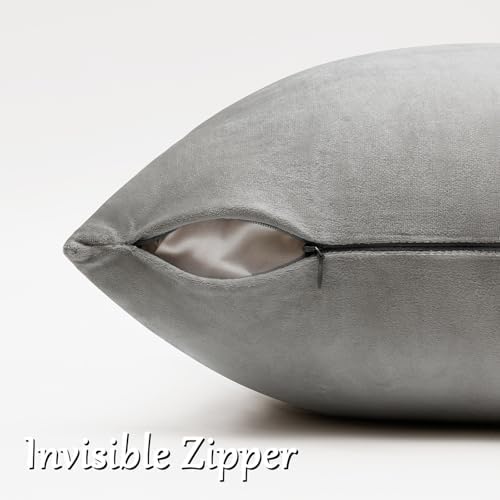 GIGIZAZA Silver Grey Velvet Throw Pillow Covers Big 26x26 Pack of 2 - Image 5