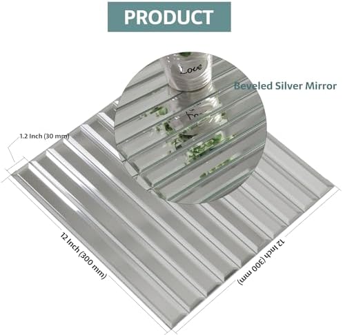 Beveled Mirror Backsplash Tiles 12x12 Inch Silver Mirror Glass Strip Tiles for Kitchen Bathroom Shower Wall 5 Sheets - Image 4