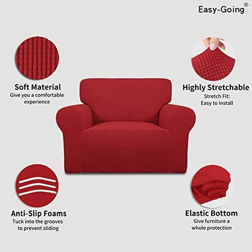 Easy-Going Stretch Oversized Chair Cover with Arm Washable Christmas Red - Image 3
