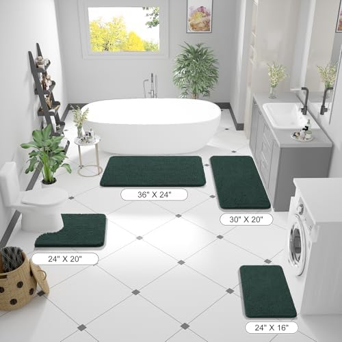 OLANLY Bathroom Runner Rugs 47x17, Extra Soft Absorbent Chenille Bath Rugs - Image 2