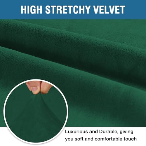H.VERSAILTEX Stretch Velvet Armchair Cover Couch Covers 1 Cushion Chair Slipcover for Living Room Furniture Cover Crafted from Thick Comfy Rich Velour (Chair 31"-49", Christmas Green) - Image 3
