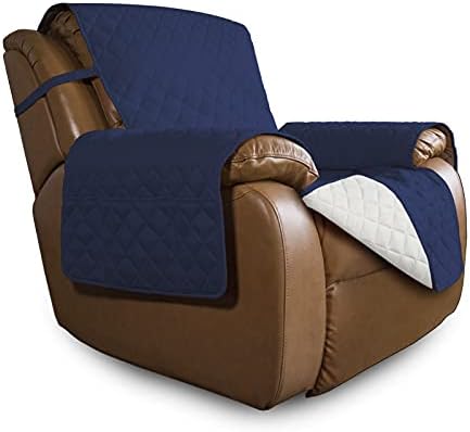 Easy-Going Oversized Recliner Cover Reversible Couch Cover Sofa Cover for Living Room Water Resistant Furniture Protector with Elastic Straps for Pets Dog (Large Recliner 27-29in, Navy/Ivory) by Easy-Going