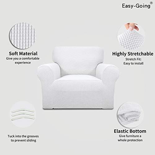 Easy-Going Stretch Chair Slipcover with Arm Washable Snow White - Image 3