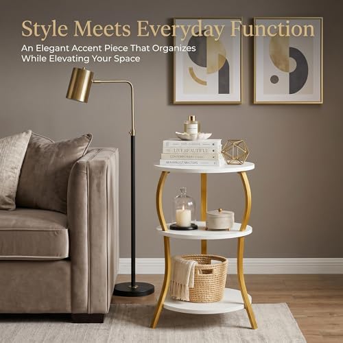 Vintage Small Round Side Table,3-Tier Slim Waist End Table for Small Spaces - Image 7