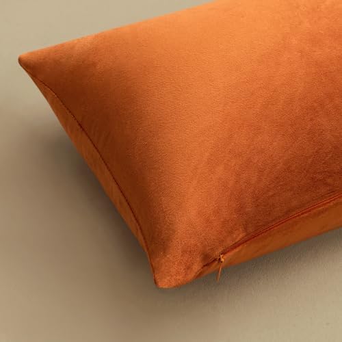 MIULEE Velvet Fall Throw Pillow Covers 14x14 Inch Pack of 2 Orange - Image 6