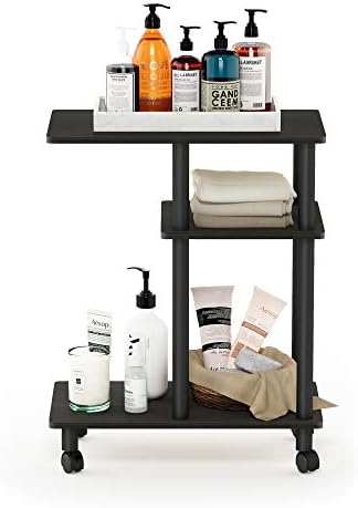 Furinno Turn-N-Tube C Shaped Side Table With Casters, Espresso/Black - Image 4