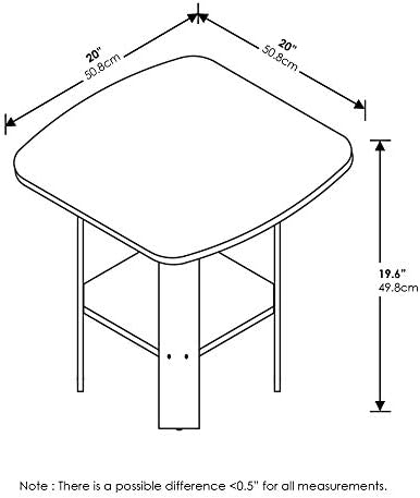 Furinno Simple Design End Side Night Stand/Bedside Table with Bin Drawer, Amber Pine/Black (Pack of 3) - Image 3