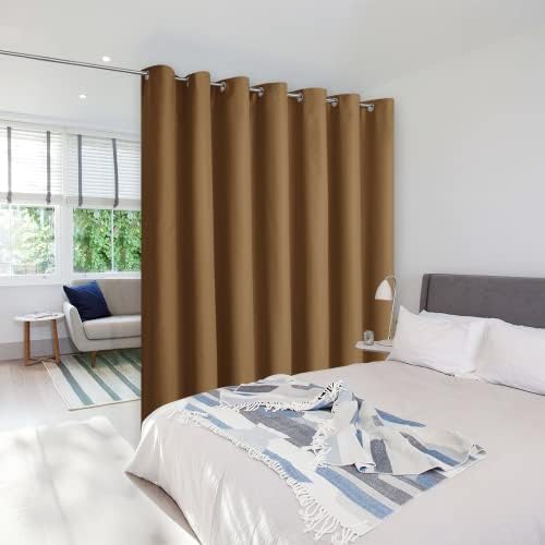 NICETOWN Privacy Room Divider Curtain Screen Partitions, Basement Hospital Medical Clinic Spa Lab Cubicle Divider Privacy Screen Patio Door Curtain (Gold Brown, 1 Panel, 8.3ft Wide x 8ft Long) by NICETOWN