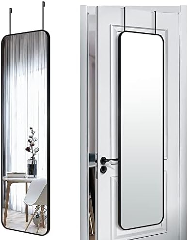 SCWF-GZ 47x14 Full Length Mirror Over the Door Hang or Wall Mounted Black by SCWF-GZ
