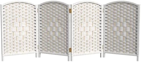 Red Lantern 2 ft. Short Diamond Weave Fiber Folding Screen - White - 4 Panel by RedLantern